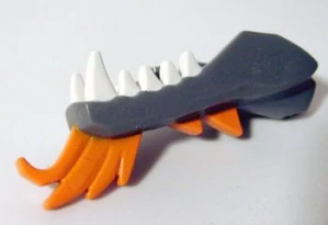 93072pb01 Dark Bluish Gray Dragon Head (Ninjago) Jaw Lower with White Teeth and Orange Spines Pattern