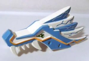 93070pb01 Dragon Head (Ninjago) Jaw Upper with Medium Blue Sections and Orange Stripes Pattern