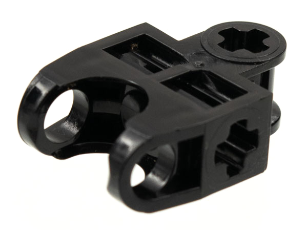 32174 Black Technic, Axle Connector 2 x 3 with Ball Joint Socket - Open Sides, Angled Forks with Closed Axle Holes